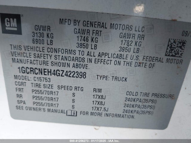 1GCRCNEH4GZ422398 Chevrolet Silverado 1500 Wt