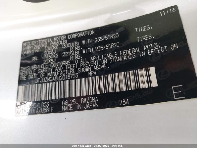 JTJBZMCA8H2018723 Lexus RX 350