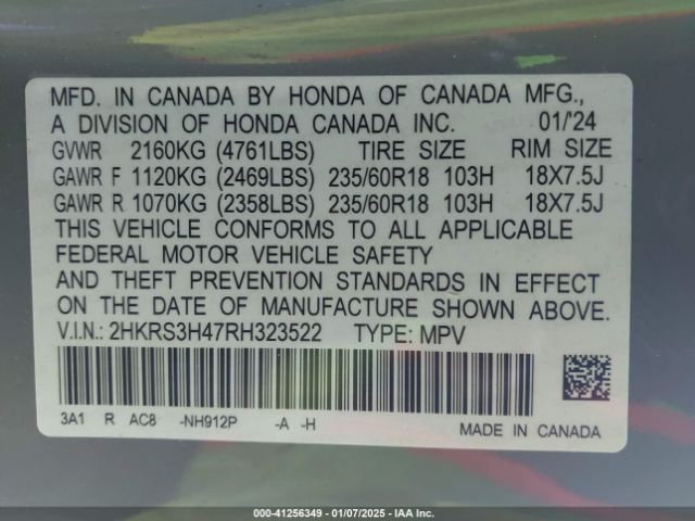 2HKRS3H47RH323522 Honda Cr-v Ex 2wd