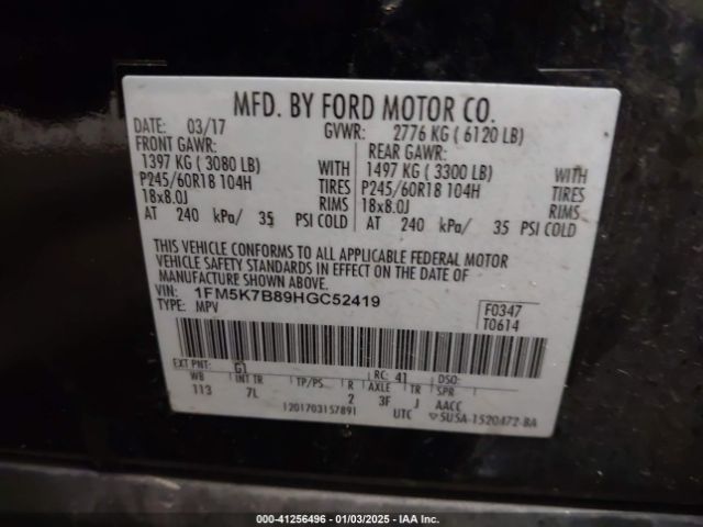 2017 FORD EXPLORER 1FM5K7B89HGC52419 Photo 8