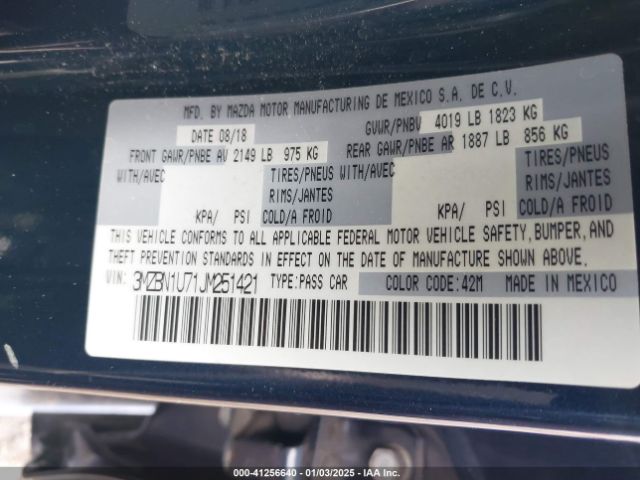 3MZBN1U71JM251421 Mazda Mazda3 Sport