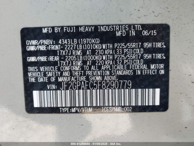 JF2GPAFC5F8290779 Subaru Xv Crosstrek 2.0i Premium