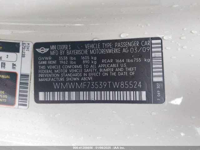 2009 MINI COOPER S WMWMF73539TW85524 Photo 8