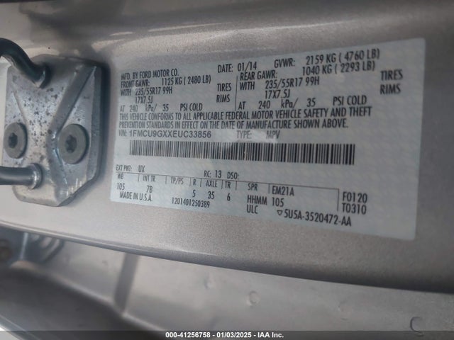 Ford ESCAPE SE 2014 1FMCU9GXXEUC33856 Image 9