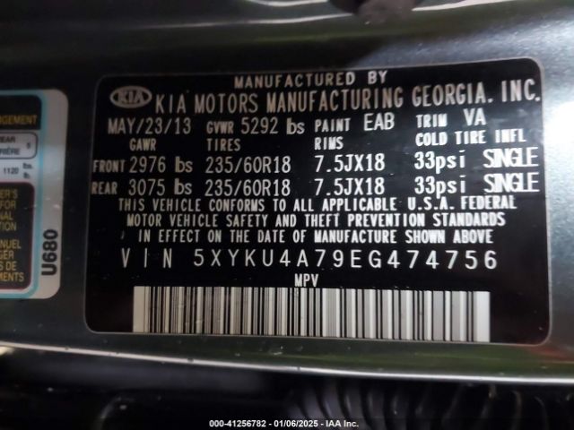 5XYKU4A79EG474756 KIA Sorento Ex V6