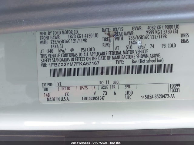 1FBZX2YM7FKA67167 Ford Transit-350 Xlt