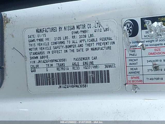 JN1AZ4FH9FM430581 Nissan 370z Touring Sport