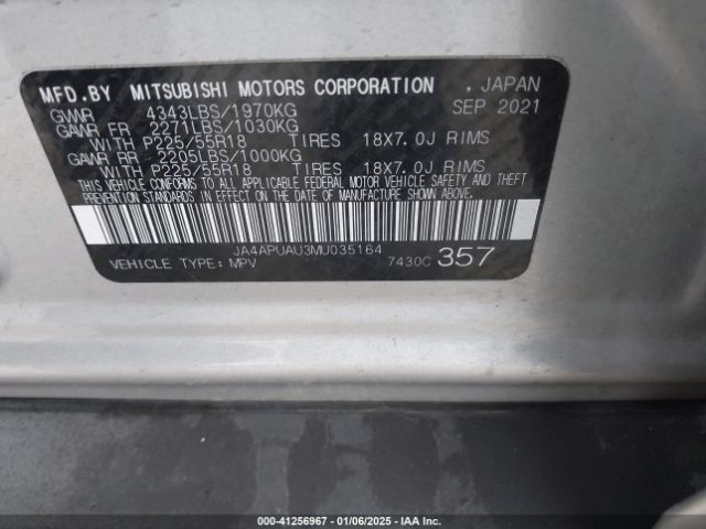 JA4APUAU3MU035164 Mitsubishi Outlander Sport 2.0 Be 2wd/2.0 Es 2wd/2.0 Le 2wd/2.0 S 2wd