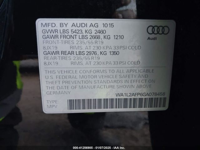 WA1L2AFP6GA078458 Audi Q5 2.0t Premium