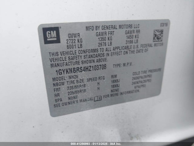 2017 CADILLAC XT5 1GYKNBRS4HZ103708 Photo 8