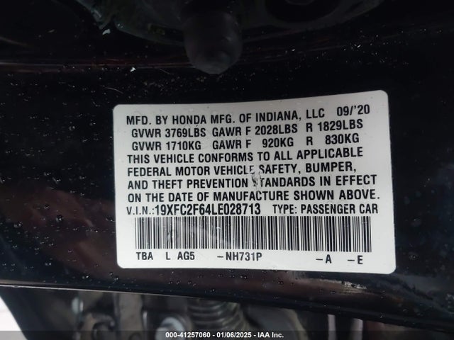 Honda Civic Lx 2020 19XFC2F64LE028713 Image 9