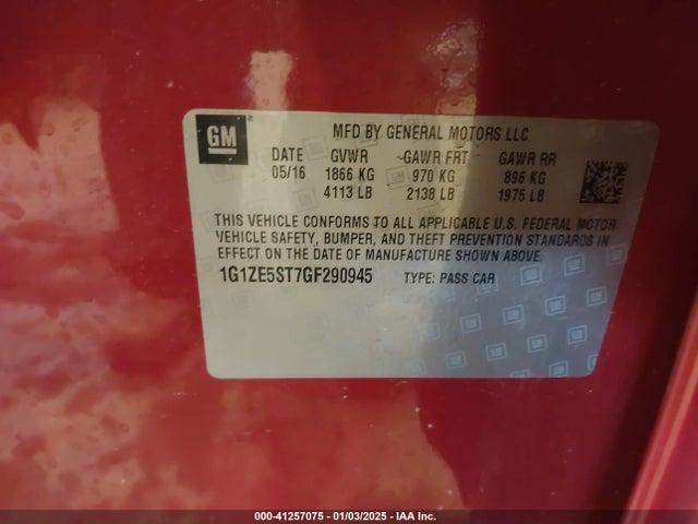 1G1ZE5ST7GF290945 Chevrolet MALIBU 1LT