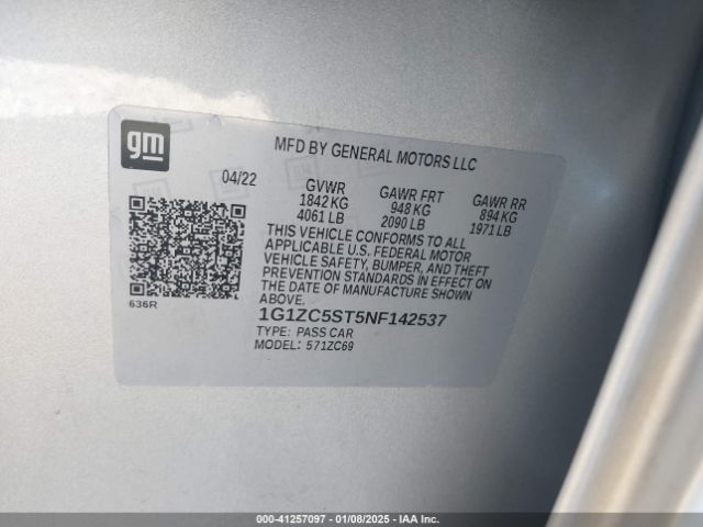 2022 CHEVROLET MALIBU 1G1ZC5ST5NF142537 Photo 8