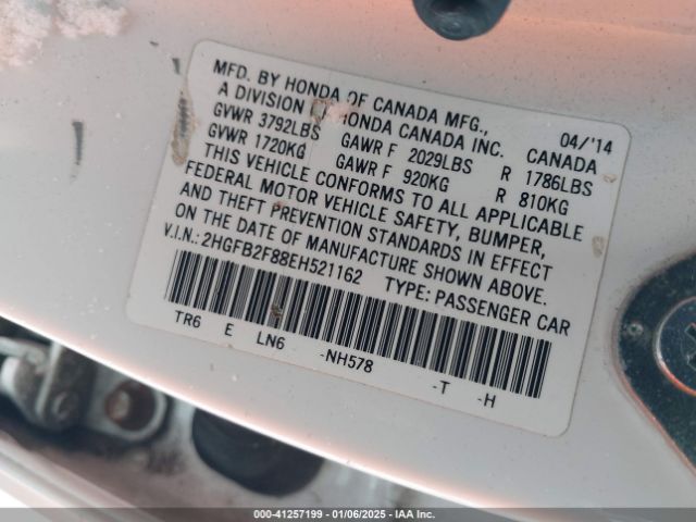 2HGFB2F88EH521162 Honda CIVIC EX