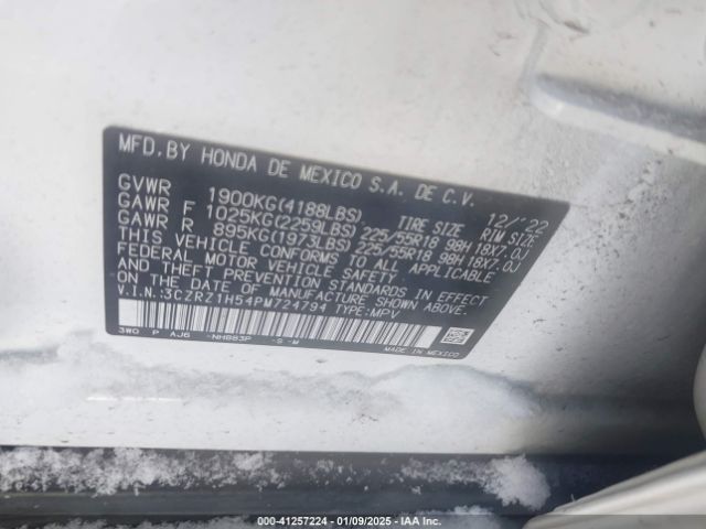 3CZRZ1H54PM724794 Honda Hr-v 2wd Sport