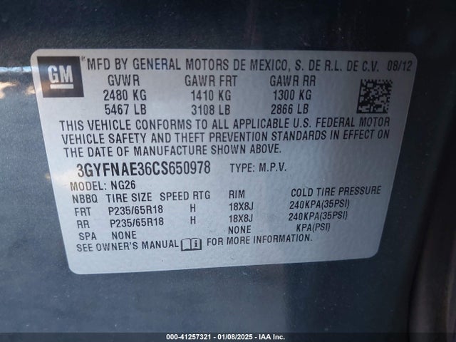 2012 CADILLAC SRX 3GYFNAE36CS650978 Photo 8