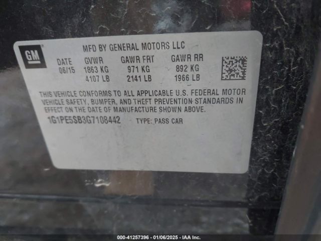 1G1PE5SB3G7108442 Chevrolet Cruze Limited 1lt Auto