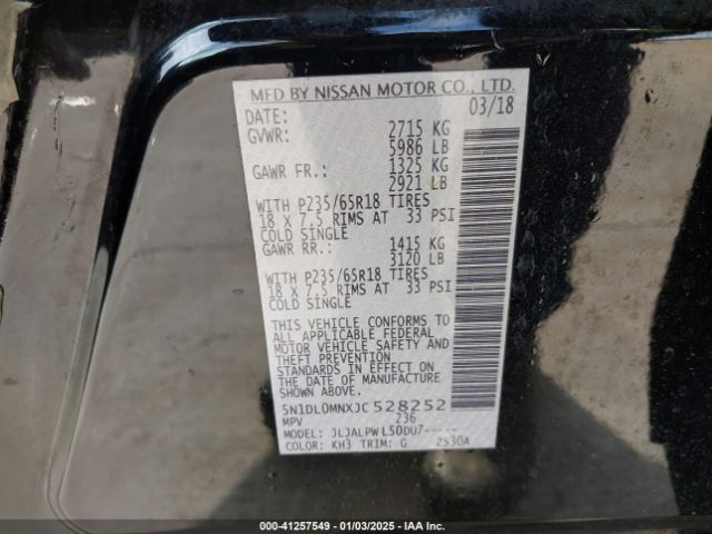 5N1DL0MNXJC528252 Infiniti QX60