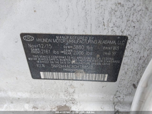5NPDH4AE8GH788518 Hyundai dohc mpi nu