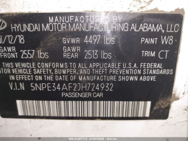 5NPE34AF2JH724932 Hyundai Sonata Sport+