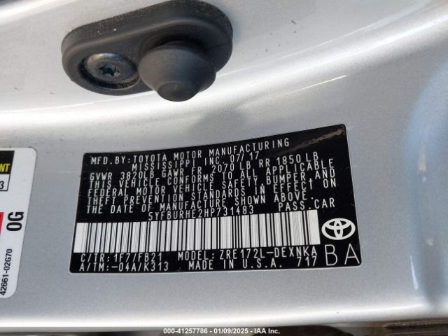 5YFBURHE2HP731483 Toyota COROLLA LE