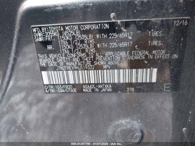 JTMZFREV9HJ119332 Toyota RAV4 LE