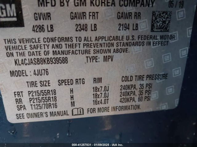 KL4CJASB8KB939588 Buick Encore Fwd Preferred