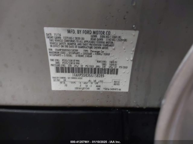 1FAHP2D82GG158289 Ford TAURUS SE