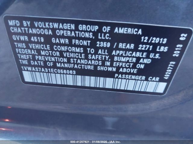 1VWAS7A31EC056063 Volkswagen Passat 1.8t S