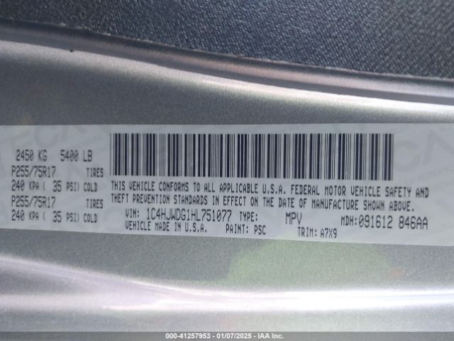 1C4HJWDG1HL751077 Jeep Wrangler Unlimited Sport 4x4