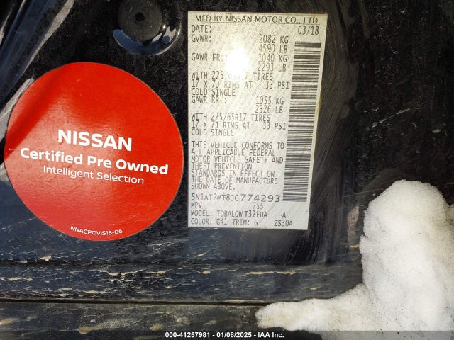 Nissan ROGUE SV 2018 5N1AT2MT8JC774293 Image 9