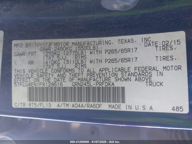 Toyota Tacoma Double Cab/trd Pro 2015 5TFLU4EN1FX128616 Image 9