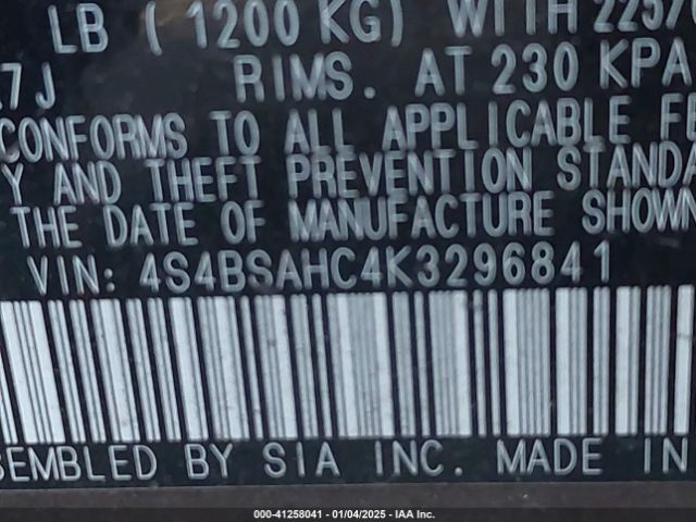 4S4BSAHC4K3296841 Subaru Outback 2.5i Premium