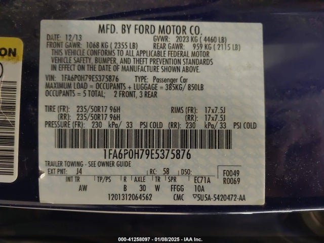 Ford FUSION SE 2014 1FA6P0H79E5375876 Image 9