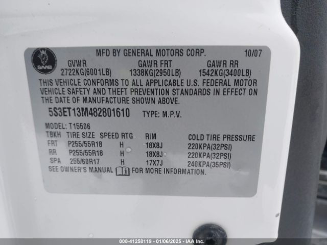 2008 SAAB 9-7X 5S3ET13M482801610 Photo 8