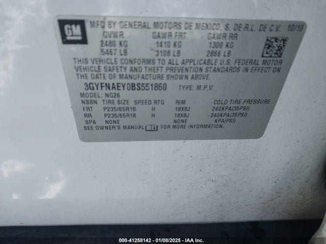 2011 CADILLAC SRX 3GYFNAEY0BS551860 Photo 8