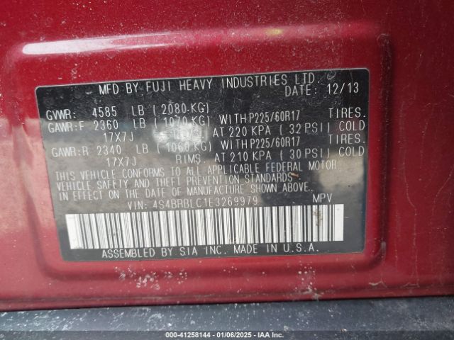 4S4BRBLC1E3269979 Subaru Outback 2.5i Limited