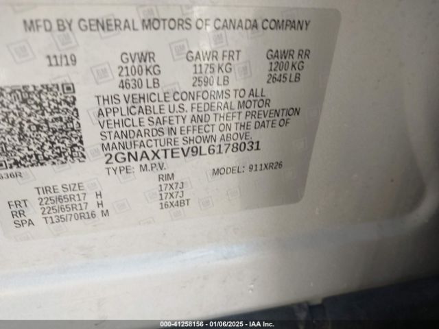 2GNAXTEV9L6178031 Chevrolet Equinox Awd 2fl