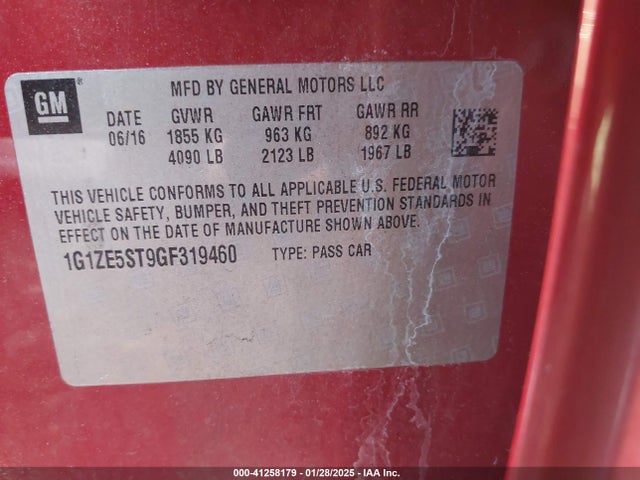 1G1ZE5ST9GF319460 Chevrolet MALIBU 1LT