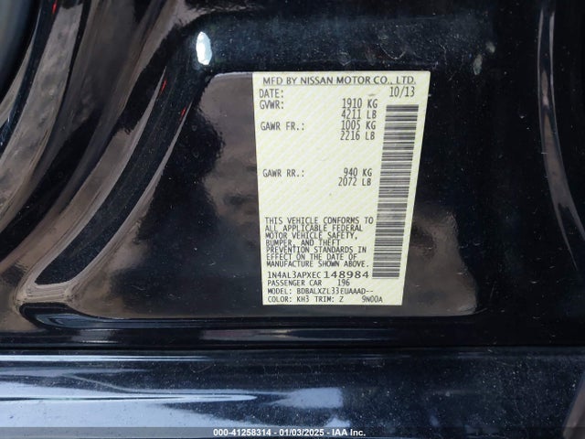 Nissan Altima 2.5 Sl 2014 1N4AL3APXEC148984 Image 9