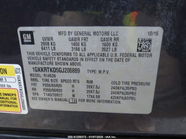1GKKRTKD5GJ206889 GMC Acadia Denali