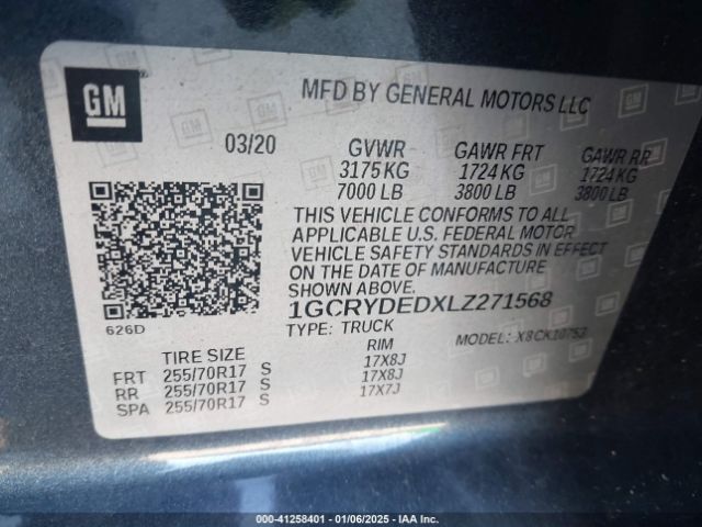 1GCRYDEDXLZ271568 Chevrolet Silverado 1500 4wd Double Cab Standard Bed Lt