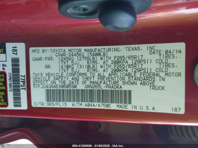 5TFJU4GN4EX060590 Toyota Tacoma Double Cab Prerunner