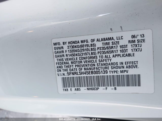 Honda ODYSSEY EX 2014 5FNRL5H45EB005139 Image 9