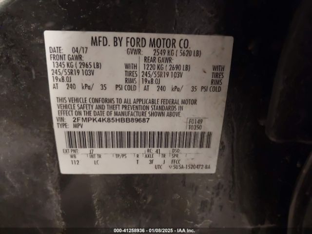 2FMPK4K85HBB89687 Ford Edge Titanium