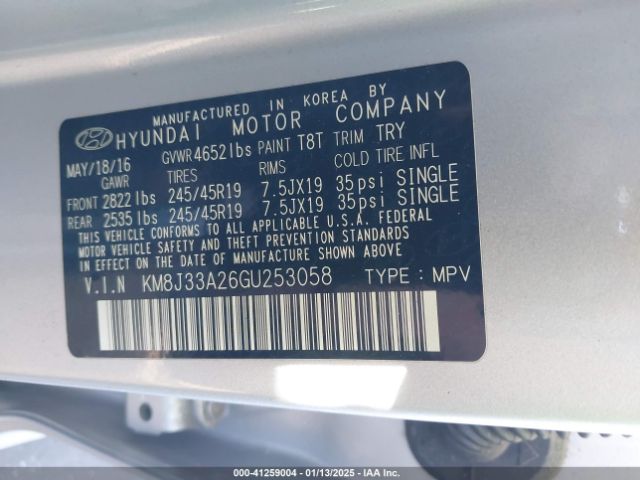KM8J33A26GU253058 Hyundai Tucson Limited