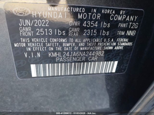 KMHL24JA6NA244982 Hyundai SONATA SE