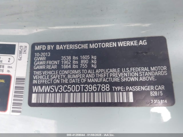 2013 MINI HARDTOP WMWSV3C50DT396788 Photo 8