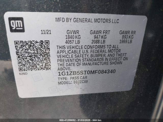 1G1ZB5ST0MF084340 Chevrolet Malibu Fwd Ls