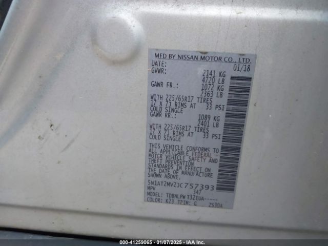 5N1AT2MV2JC757393 Nissan ROGUE S
